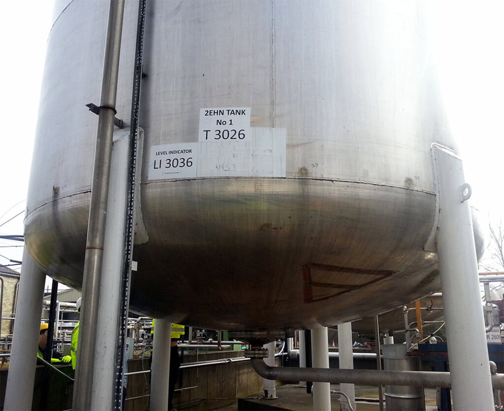Aggressive chemicals caused leaks to appear along the tank base